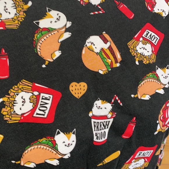 Funny cat taco hamburger sweatshirt long sleeve top black small doughnut fries - Picture 3 of 5